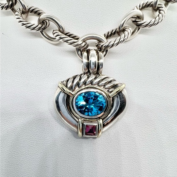 David Yurman Topaz and Tourmaline Enhancer Pendant - Picture 5 of 15